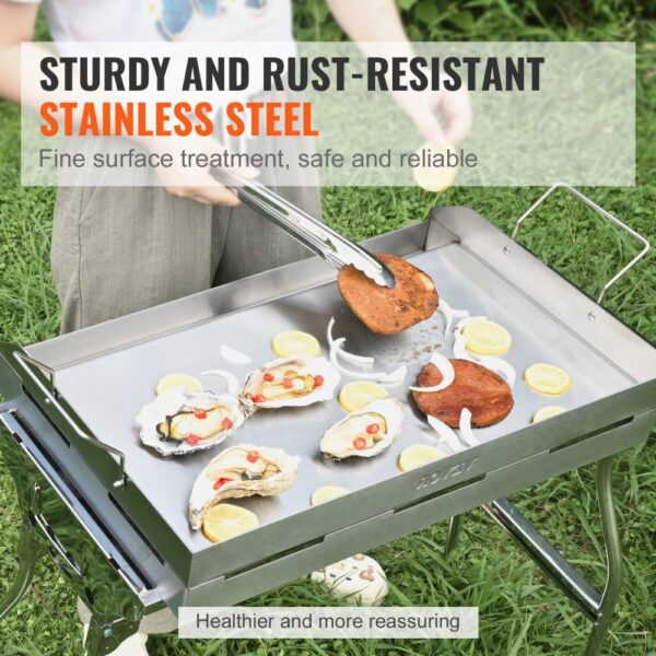 VEVOR Grillplatte 430 Edelstahl 608 x 403 x 99 mm, Universal Grillplatte 2 mm Dicke Verwendbar – Bild 3