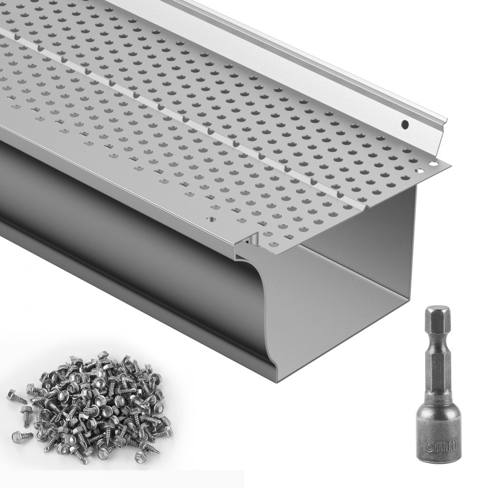 VEVOR Dachrinnenschutz, 12,7 cm breit, 13 Stück, 152 m Gesamtlänge, 0,4 cm Lochdurchmesser und 0,05 cm dick