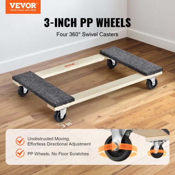 VEVOR Möbelwagen, 4 Räder, 2 Stück, 40,6 x 27,9 cm, 227,8 kg Kapazität – Bild 2