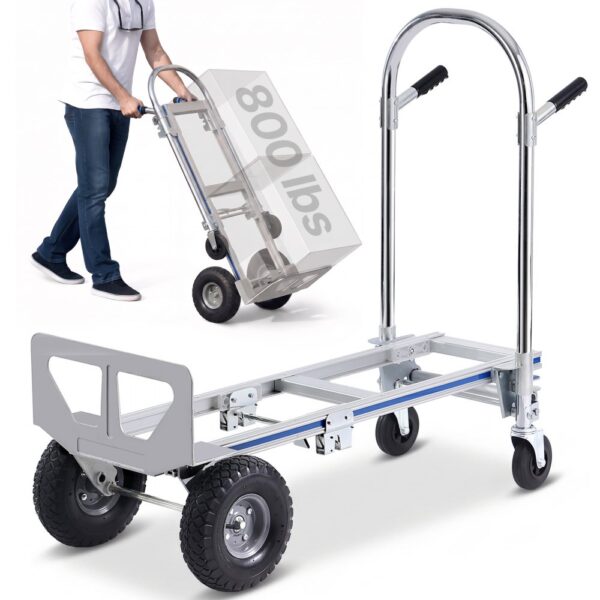 VEVOR 2-in-1 Sackkarre Klappbar 0,686kg Tragfähigkeit Transportkarre Aluminiumlegierung & Kohlenstoffstahl ⇋