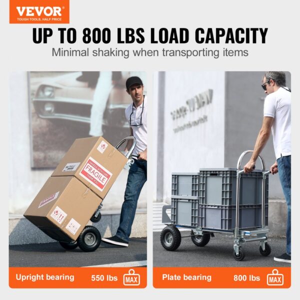 VEVOR 2-in-1 Sackkarre Klappbar 0,686kg Tragfähigkeit Transportkarre Aluminiumlegierung & Kohlenstoffstahl ⇋ – Bild 2