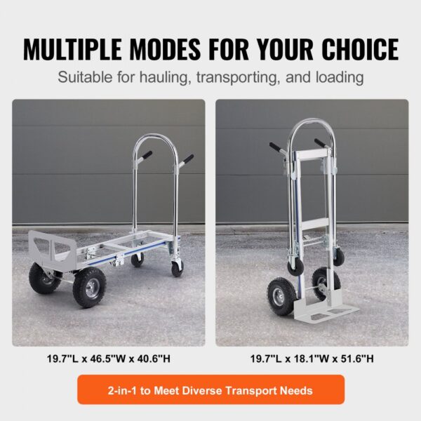 VEVOR 2-in-1 Sackkarre Klappbar 0,686kg Tragfähigkeit Transportkarre Aluminiumlegierung & Kohlenstoffstahl ⇋ – Bild 5